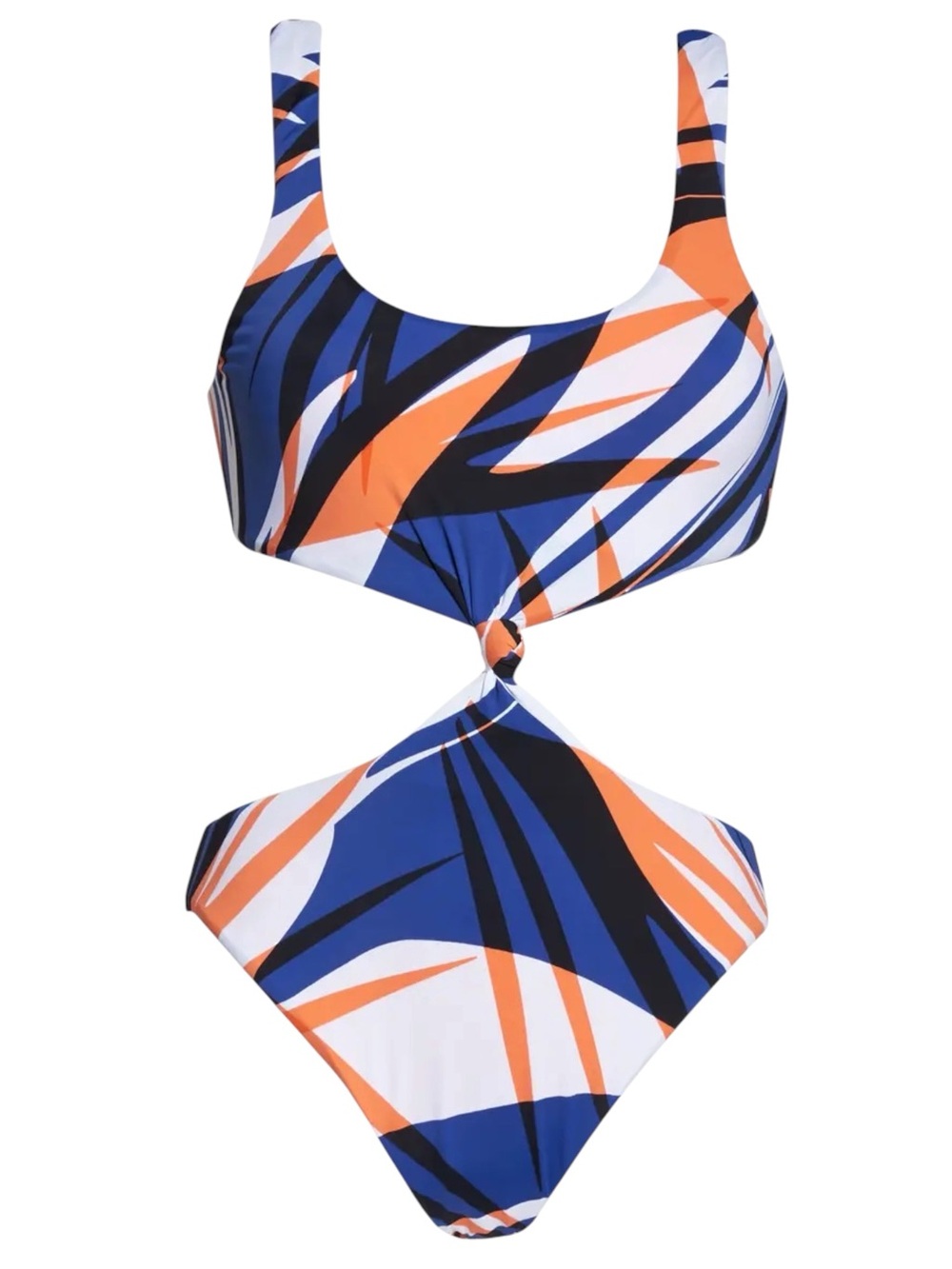 Bikini Lab Sonic Boom Twist Waist One Piece Swimsuit Blue Orange White New